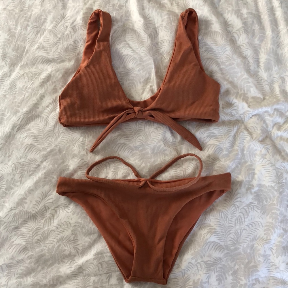 Orangey-brown strappy bikini